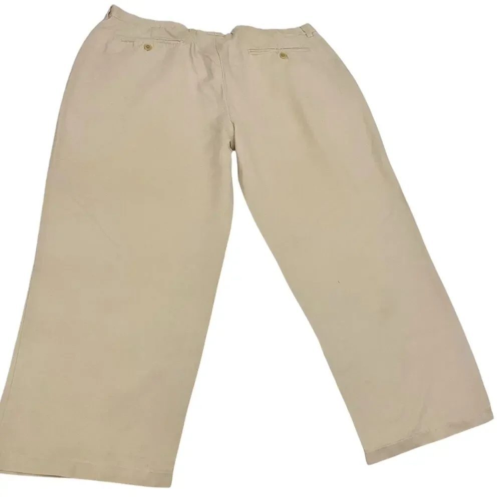 Men's Tommy Bahama Size 42x27 100% Silk Pants Tan Beige Relaxed Leg Coastal